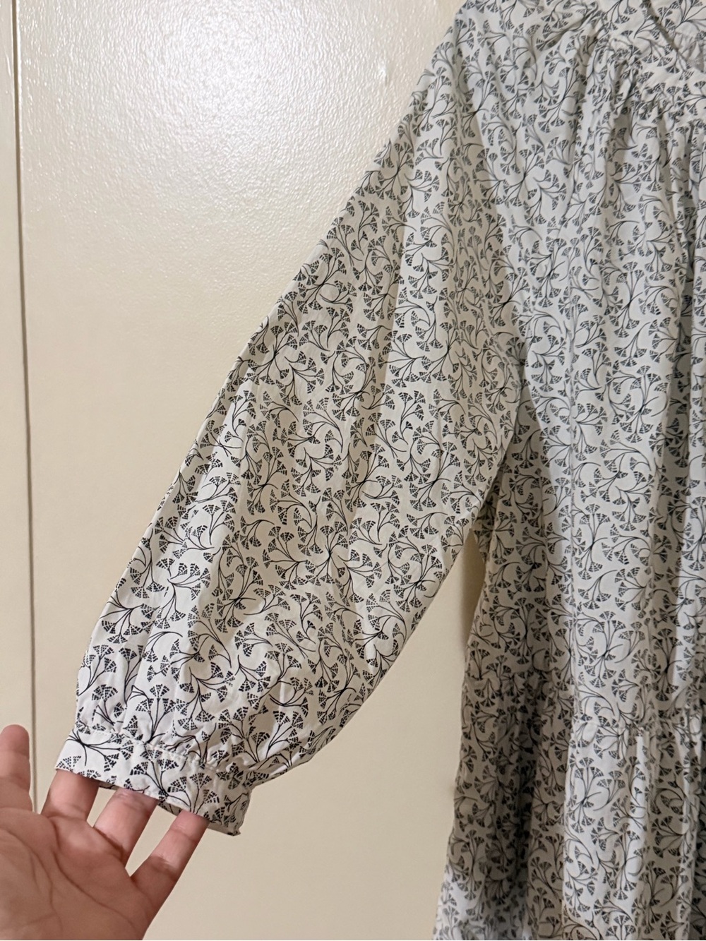 Terra & Sky Cream Floral Tie-Waist Long-Sleeve Dress     Size: (0X/14W) - Picture 7 of 13
